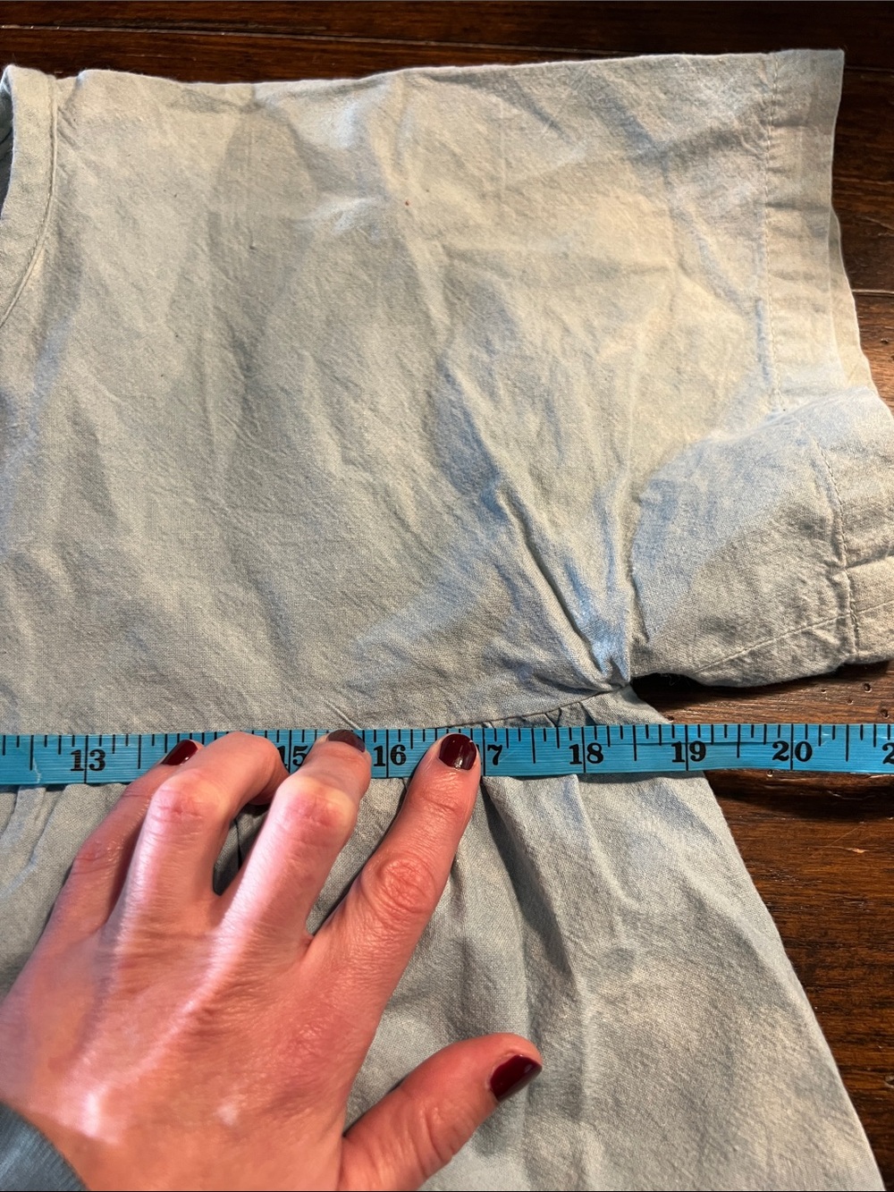 Hey Johanna Handmade & Hand-Dyed Baby Blue Cropped Peplum Button Up Top - Picture 11 of 12